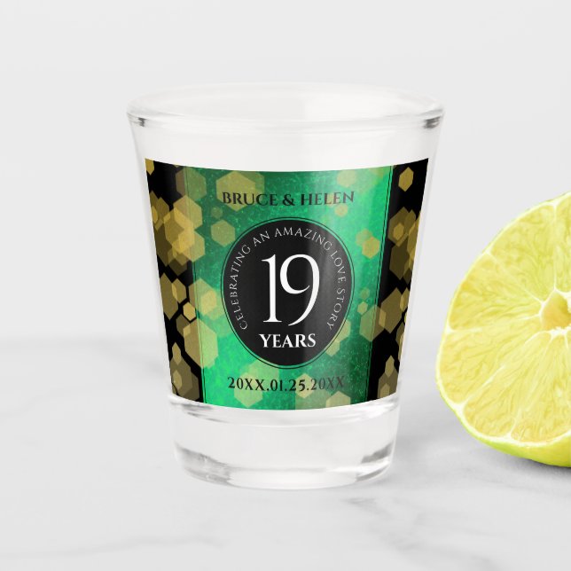 Elegant 19th Jade Wedding Anniversary Celebration Shot Glass (Front)