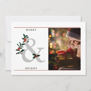 Elegant 1 Photo Merry & Bright Christmas