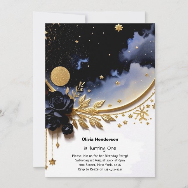 Elegant 1st Birthday Invitation (Front)