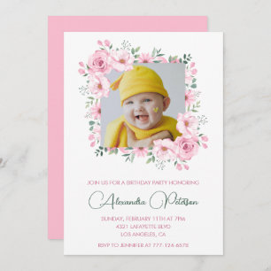 Elegant 1st birthday invitations Photo Boho