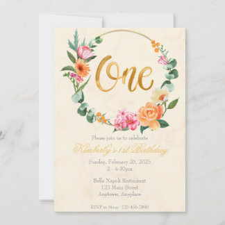 Elegant 1st Birthday Party Invitation