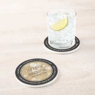 Elegant 1st Paper Wedding Anniversary Celebration Coaster