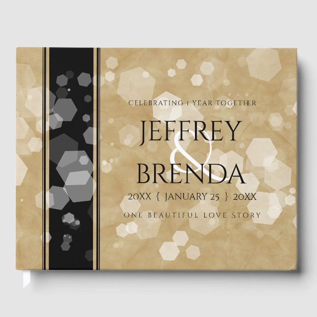 Elegant 1st Paper Wedding Anniversary Celebration Guest Book (Front)