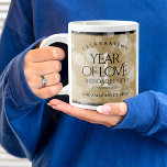 Elegant 1st Paper Wedding Anniversary Celebration Large Coffee Mug<br><div class="desc">Celebrate the 1st paper wedding anniversary with a couple of these stylish giant coffee mugs! Elegant lettering with hexagonal confetti on an aged paper background add a memorable touch for this special occasion and milestone. Personalise with the couple's names, dates of marriage and/or congratulatory messages. Reverse shows identical design. Design...</div>