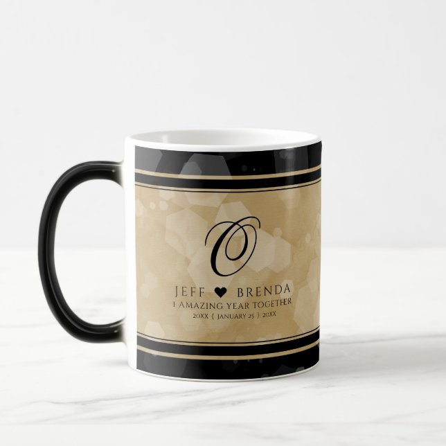 Elegant 1st Paper Wedding Anniversary Celebration Magic Mug (Left)