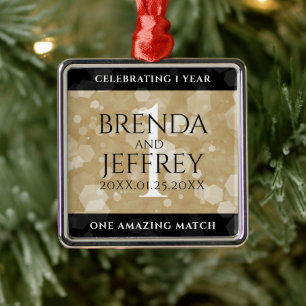 Elegant 1st Paper Wedding Anniversary Celebration Metal Ornament