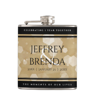 Elegant 1st Paper Wedding Anniversary Hip Flask