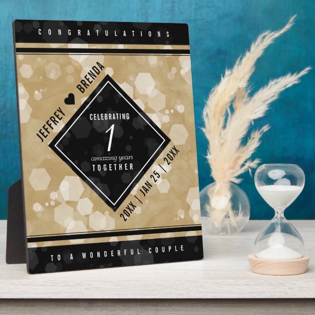 Elegant 1st Paper Wedding Anniversary Plaque (Side)