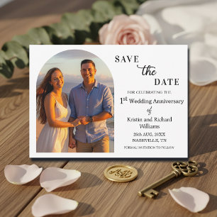 Elegant 1st Wedding Anniversary Photo Save The Date