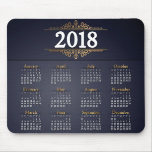Elegant 2018 Gold and Blue Calendar Mousepad