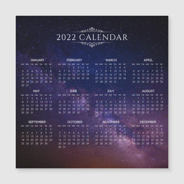 Elegant 2022 Calendar on Milky Way | Magnetic Card (Front)