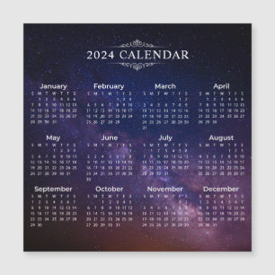 Elegant 2024 Calendar on Milky Way   Magnetic Card