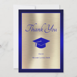 Elegant 2024 Graduation Thank You Script Blue Gold