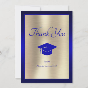 Elegant 2024 Graduation Thank You Script Blue Gold