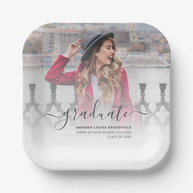 Elegant 2025 Grad Keepsake Script Graduation Party Paper Plate (Front)