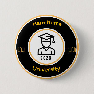 Elegant 2026 Graduate   Personalized Gold Seal 6 Cm Round Badge