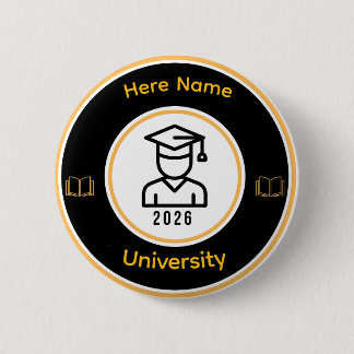 Elegant 2026 Graduate | Personalized Gold Seal 6 Cm Round Badge