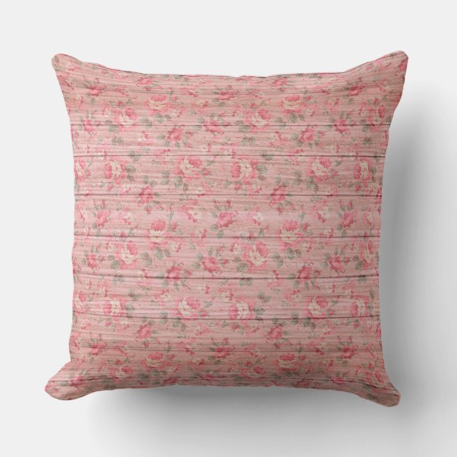Elegant 20"X20" Floral On Wood Trendy Popular Cushion (Front)