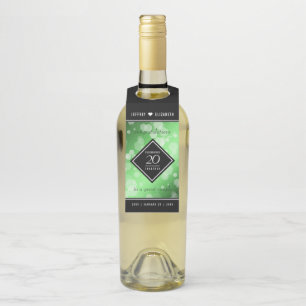 Elegant 20th Emerald Wedding Anniversary Bottle Tag