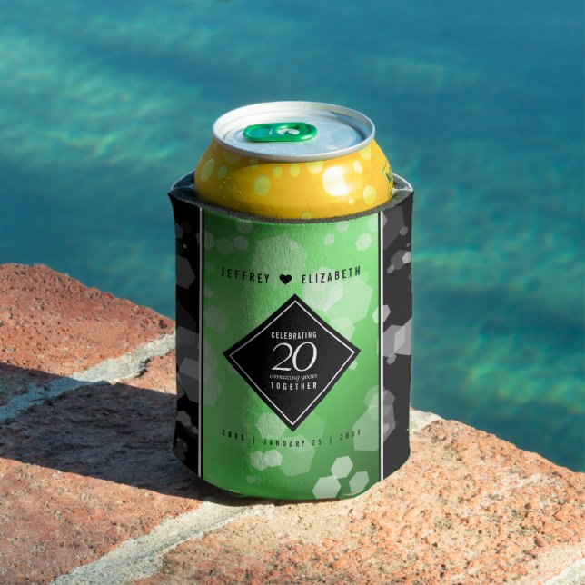 Elegant 20th Emerald Wedding Anniversary Can Cooler (In Situ Pool)