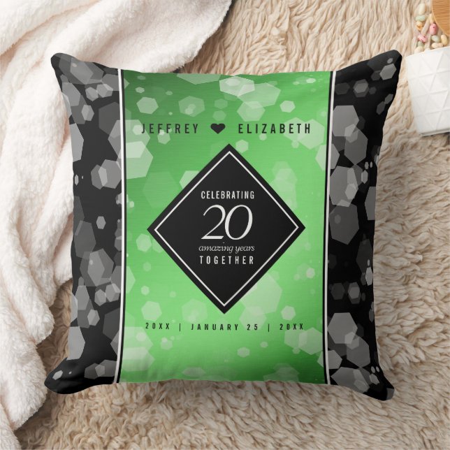 Elegant 20th Emerald Wedding Anniversary Cushion (Blanket)