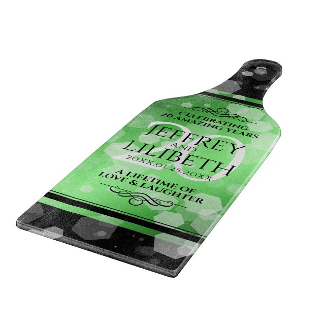 Elegant 20th Emerald Wedding Anniversary Cutting Board (Corner)