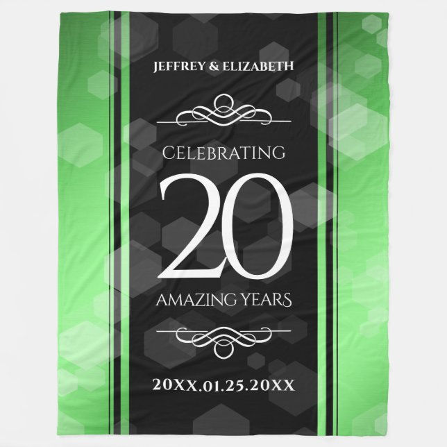 Elegant 20th Emerald Wedding Anniversary Fleece Blanket (Front)