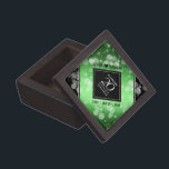 Elegant 20th Emerald Wedding Anniversary Gift Box<br><div class="desc">Celebrate the 20th emerald wedding anniversary with this commemorative keepsake box! Elegant black and white lettering with hexagonal confetti on an emerald green background add a memorable touch for this special occasion and extraordinary milestone. Personalise with the couple's names and dates of marriage. Design © W.H. Sim. See more at...</div>