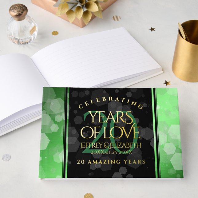 Elegant 20th Emerald Wedding Anniversary Guest Book (Zazzle Elegant 20th Emerald Wedding Anniversary Foil Guest Book Cover Photo)