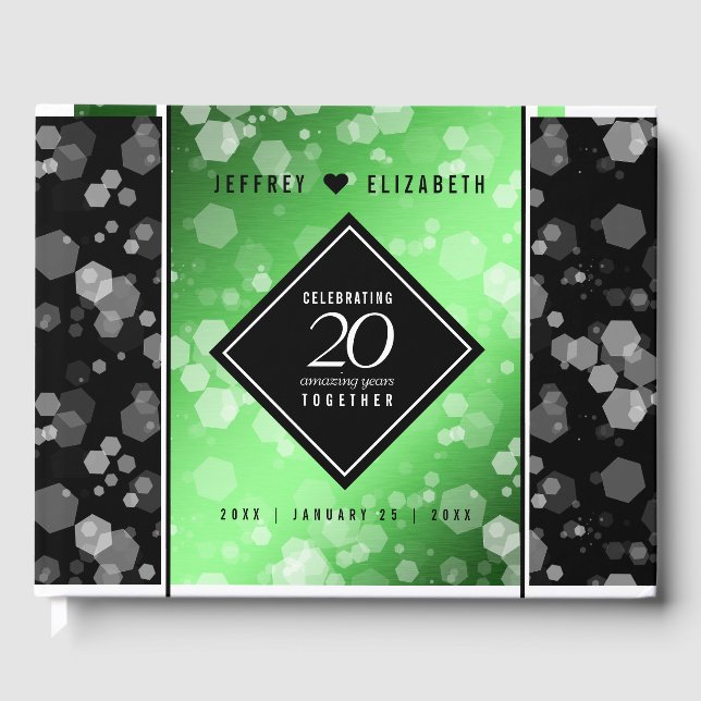 Elegant 20th Emerald Wedding Anniversary Guest Book (Front)