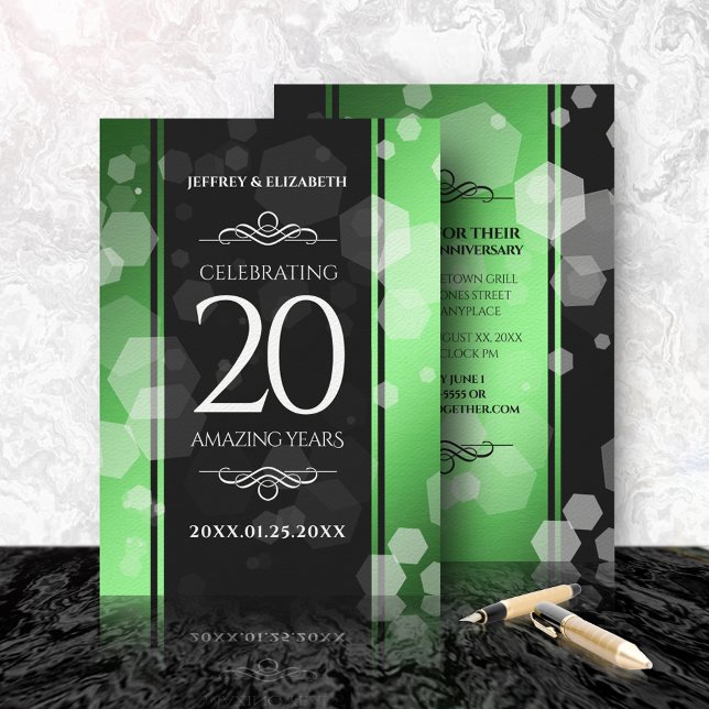 Elegant 20th Emerald Wedding Anniversary Invitation (Creator Uploaded)