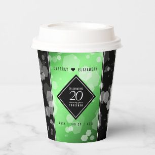 Elegant 20th Emerald Wedding Anniversary Paper Cups