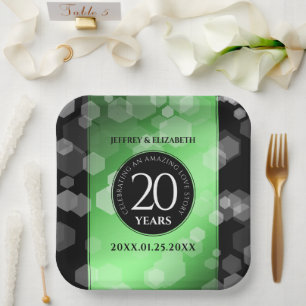 Elegant 20th Emerald Wedding Anniversary Paper Plate