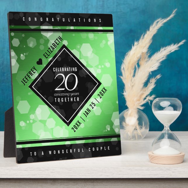 Elegant 20th Emerald Wedding Anniversary Plaque (Side)