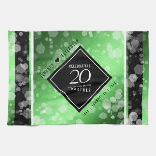 Elegant 20th Emerald Wedding Anniversary Tea Towel