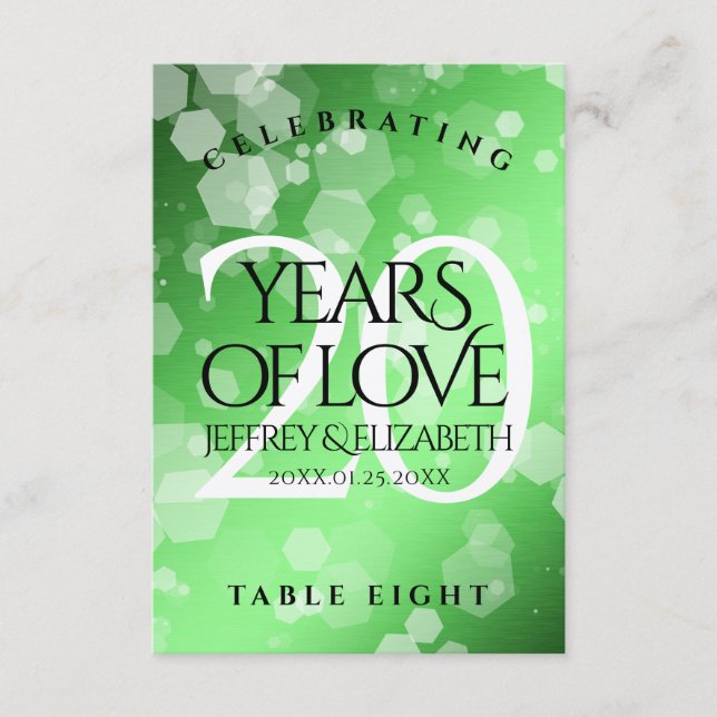 Elegant 20th Emerald Wedding Anniversary Thank You Card (Front)