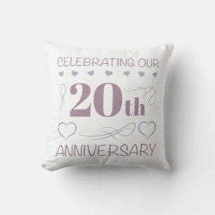 Elegant 20th Wedding Anniversary Lavender Cushion