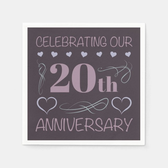 Elegant 20th Wedding Anniversary Lavender Napkin (Front)