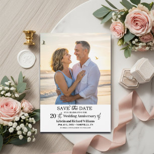 Elegant 20th Wedding Anniversary Photo Save The Date