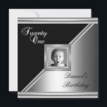 Elegant 21st 21 Birthday Party Black Silver Deco 4 Invitation<br><div class="desc">Elegant 21st 21 Birthday Party Black Silver Deco. Add Your Photo</div>