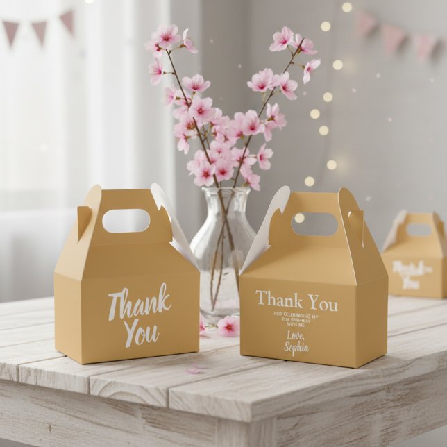 Elegant 21st Birthday Favour Boxes - Gold and Whit (Thank You - elegant birthday favor box.)
