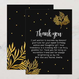 Elegant 21st Birthday Gold Foliage  Thank You Card