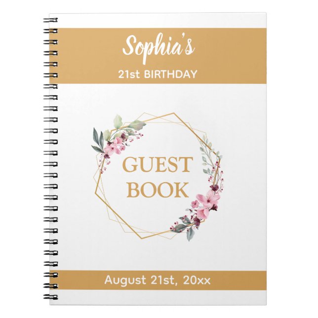 Elegant 21st Birthday Party Guest Book (Front)
