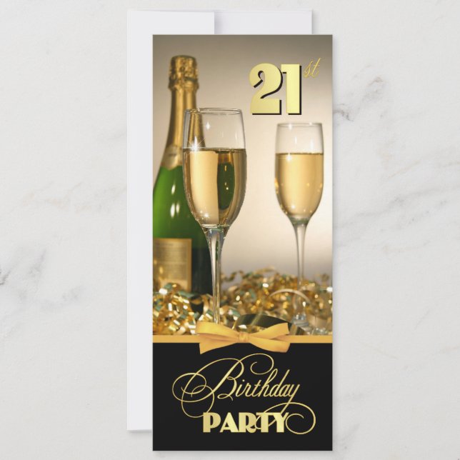 Elegant 21st Birthday Party Invitations (Front)