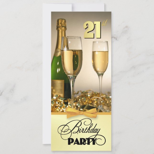 Elegant 21st Birthday Party Invitations (Front)