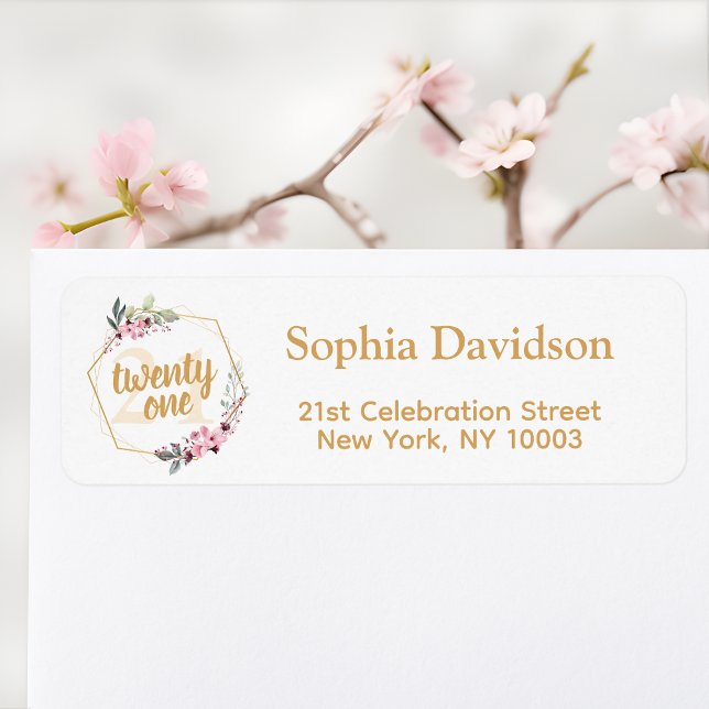 Elegant 21st Birthday Return Address Labels (Add a Touch of Cherry Blossom Elegance to Your Correspondence 🌸🎉)