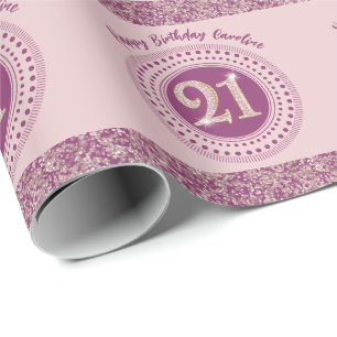 Elegant 21st Birthday Rose Gold Glitter & Stripes Wrapping Paper