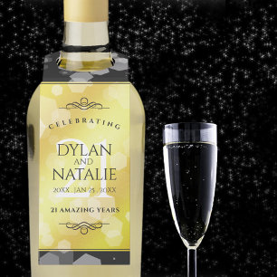 Elegant 21st Brass Wedding Anniversary Celebration Bottle Tag