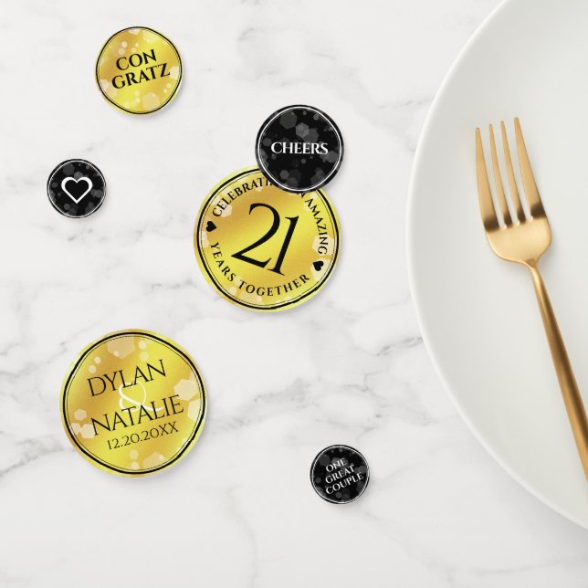 Elegant 21st Brass Wedding Anniversary Celebration Confetti (Group)