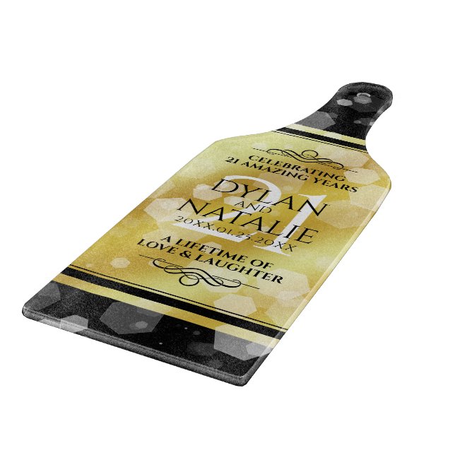 Elegant 21st Brass Wedding Anniversary Celebration Cutting Board (Corner)